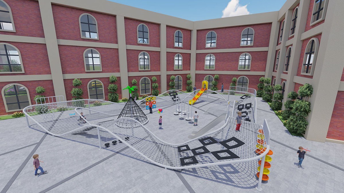Large-scale physical climbing net playground equipment for kindergarten courtyard किंडरगार्टन प्रांगण के लिए बड़े पैमाने पर भौतिक चढ़ाई नेट खेल का मैदान उपकरण