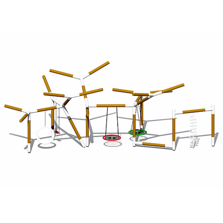 टिकाऊ गैल्वनाइज्ड पाइप किड्स मल्टी-पर्सन ट्री ब्रांच स्विंग 