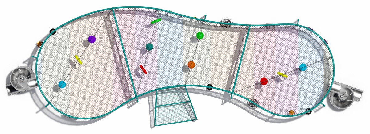आउटडोर रस्सी ट्रैम्पोलिन और चढ़ाई फ्रेम-5 का मनोरम प्रदर्शन