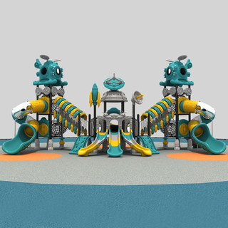 रॉकेट थीम्ड चिल्ड्रन प्लेग्राउंड स्लाइड विद कॉस्मिक फन