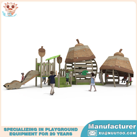 लकड़ी के खेल का मैदान बच्चों का संयोजन स्लाइड उपकरण