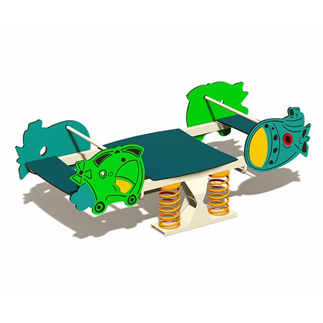 बच्चों के सुरक्षित खेल के लिए आउटडोर लकड़ी और स्प्रिंग सीसॉ