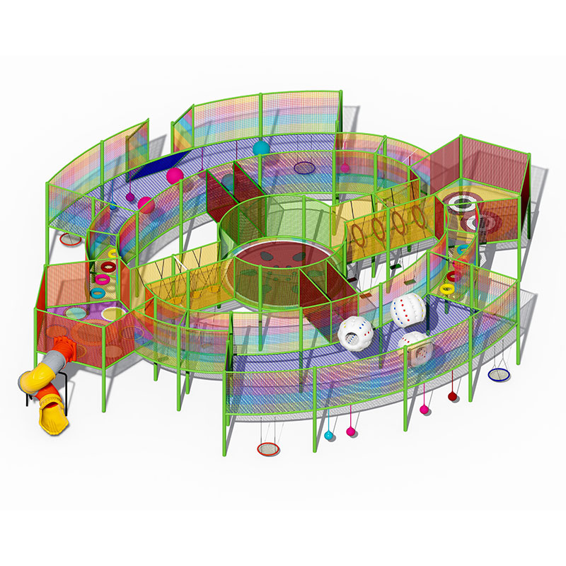बच्चों की रस्सी ट्रैम्पोलिन और चढ़ाई वाली दीवार का सेट