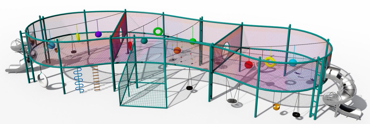 आउटडोर रस्सी ट्रैम्पोलिन और चढ़ाई फ्रेम-5 का मनोरम प्रदर्शन