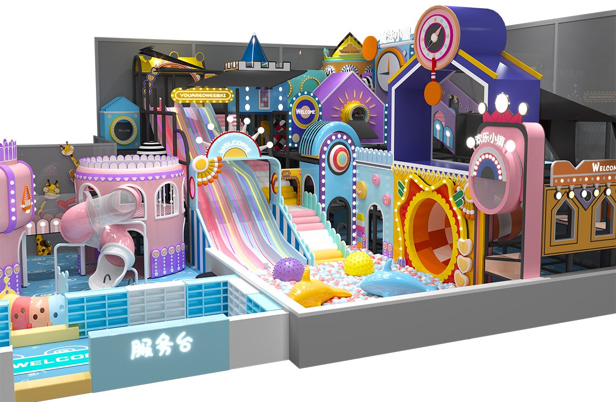 4. पेस्टल रंग का भूलभुलैया इनडोर खेल का मैदान (2)