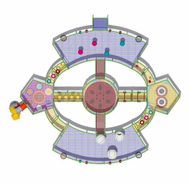 बच्चों की रस्सी ट्रैम्पोलिन और चढ़ाई वाली दीवार का सेट