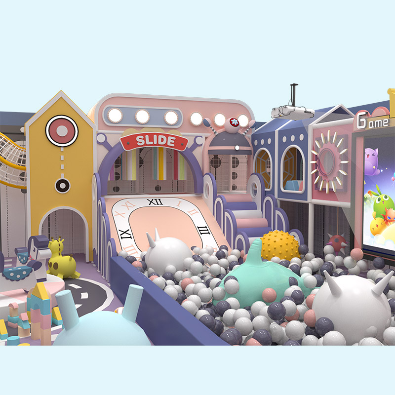 मॉल किड्स ज़ोन के लिए रोशन मैकरॉन पेस्टल भूलभुलैया खेल का मैदान