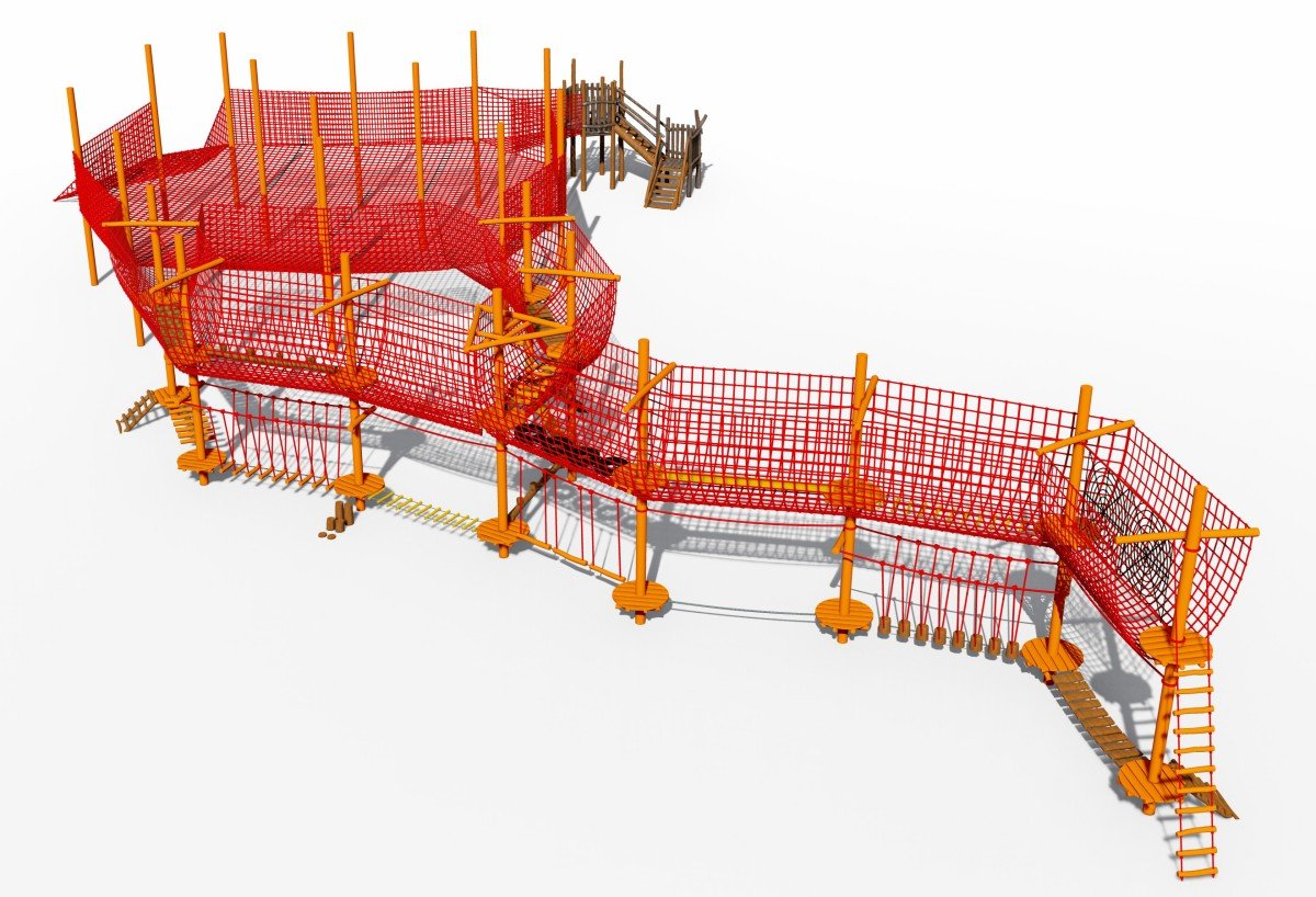 बच्चों के लिए आउटडोर रस्सी नेट ट्रैम्पोलिन क्लाइंबर का मनोरम प्रदर्शन-3