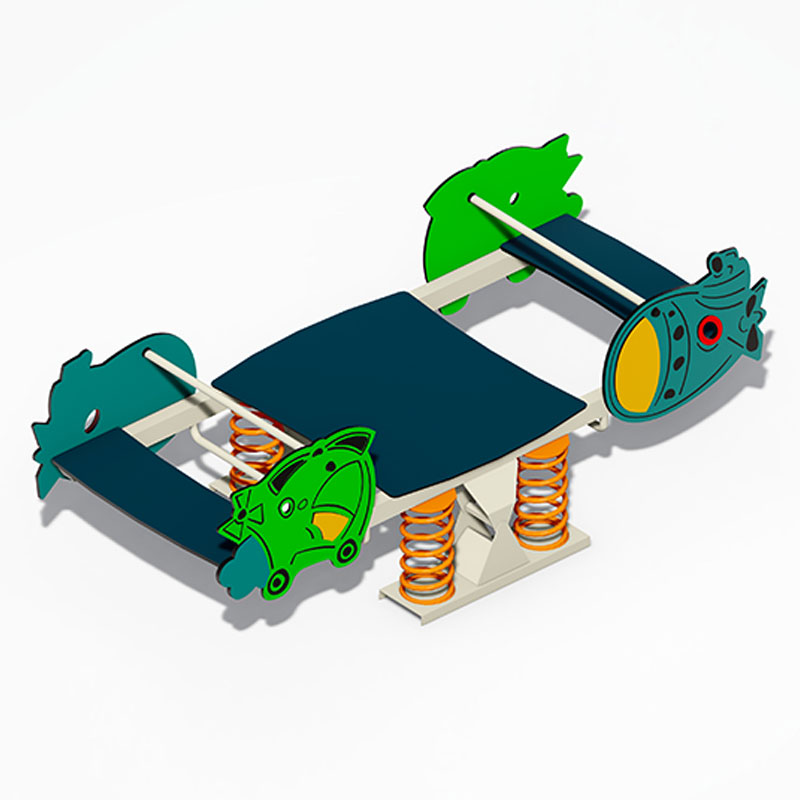 बच्चों के सुरक्षित खेल के लिए आउटडोर लकड़ी और स्प्रिंग सीसॉ