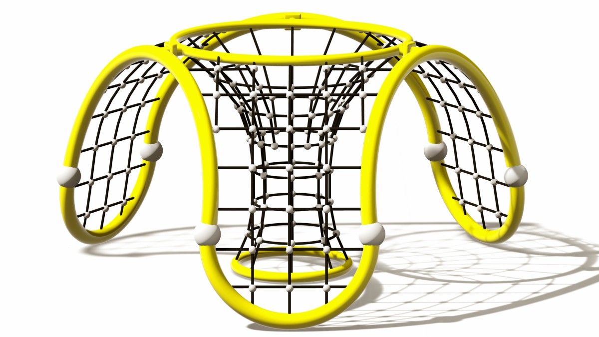 बच्चों के चढ़ने के खेल के मैदान के उपकरण डोम-2 का मनोरम प्रदर्शन