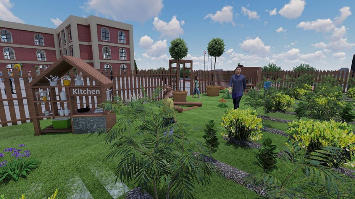Kindergarten natural play garden and outdoor play kitchen playground equipment किंडरगार्टन प्राकृतिक खेल उद्यान और आउटडोर खेल रसोई खेल का मैदान उपकरण