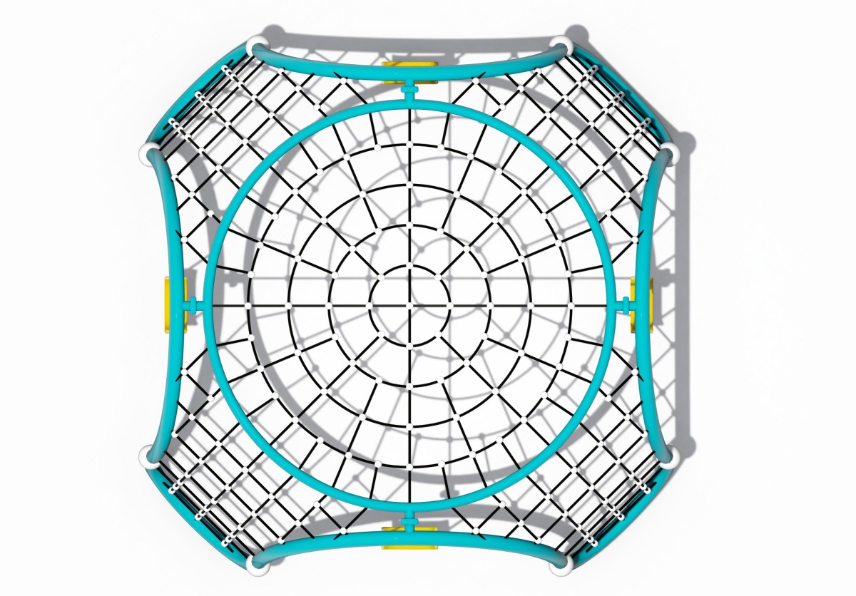 स्विंग सेट-5 के साथ स्पाइडर वेब क्लाइंबर का मनोरम प्रदर्शन
