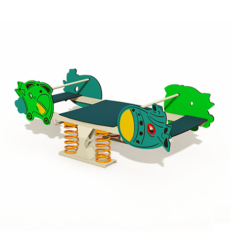 बच्चों के सुरक्षित खेल के लिए आउटडोर लकड़ी और स्प्रिंग सीसॉ